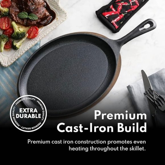 2 -New Star Foodservice Commerical Grade Cast Iron Fajita Skillet Japanese Steak - Picture 8 of 8